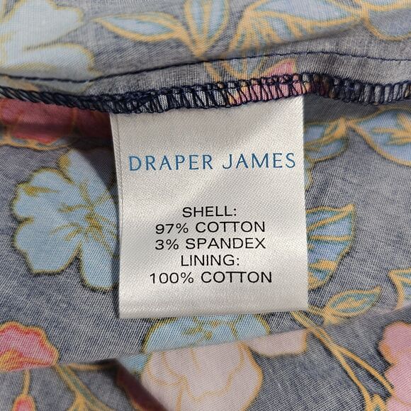 Draper James Julianne Midi Dress Stretch Poplin Women's Size 12 Blue Pink - Picture 5 of 7